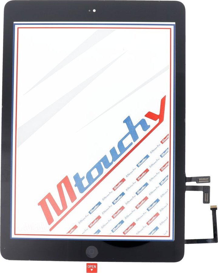 Panel me prekje MUSTTBY për iPad Air 1, set me buton Home, ngjitës i integruar, i zi