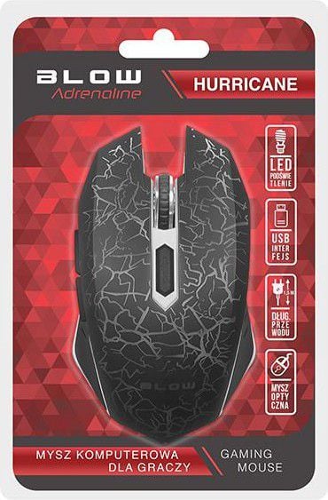 Maus Gaming Blow Adrenaline Hurricane 84-051, me kabllo, ergonomik, i zi