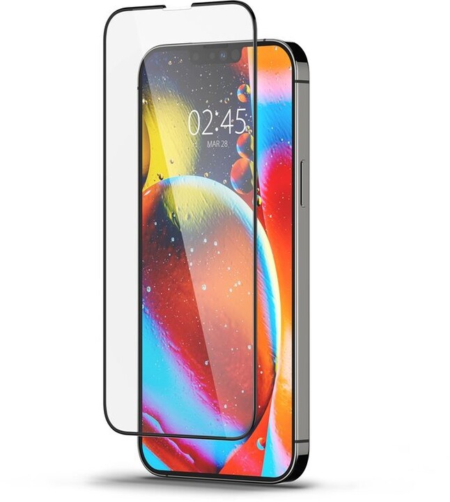 Xham mbrojtës Spigen tR Slim HD për Apple iPhone 13/13 Pro, me kornizë të zezë