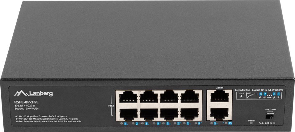 Switch Lanberg RSFE-8P-2GE-120