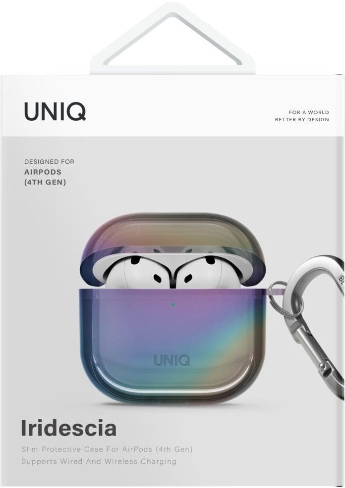 Заштитна кутија Uniq Iridescia за AirPods 4, со каишка, повеќебојна