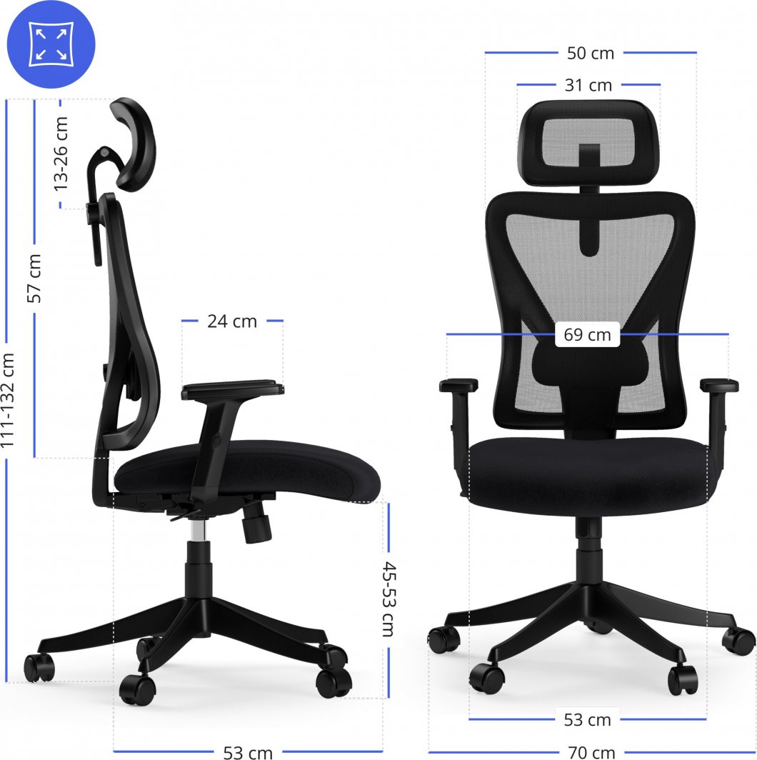 Karrige për zyrë SENSE7 Tone, e zezë