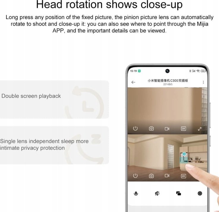 Kamerë sigurie Xiaomi Dual Smart Surveillance, Wi‑Fi, audio dy‑drejtimësh, e bardhë