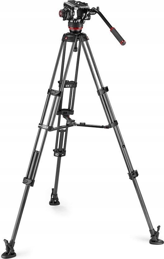 Trekëmbësh profesional video Manfrotto 504X CF Twin MS, fibër karboni, me kokë fluid, i zi