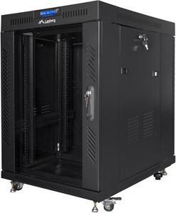 Мрежен кабинет Lanberg Standing Cabinet 19" FF01-6815-12BL, 15U, со вентилатори, црн