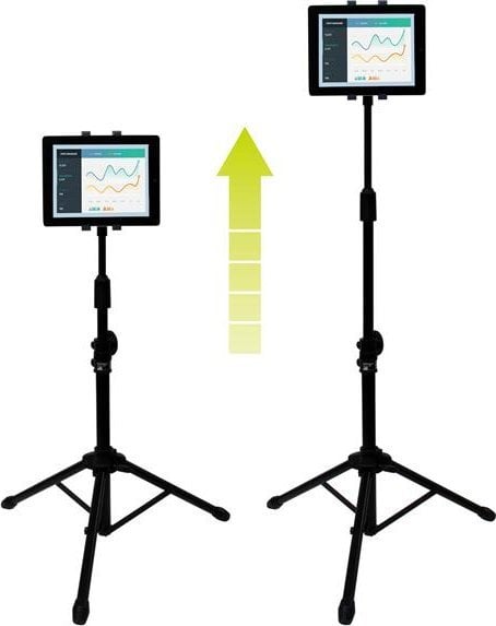 Stativ trekëmbësh për tablet StarTech.com Adjustable, i rregullueshëm në lartësi, me mbajtës 360°, i zi