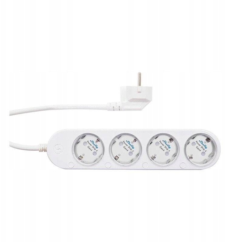 Паметна продолжна приклучница Shelly Power Strip Gen4, 4 излези, WiFi Zigbee Bluetooth, бела