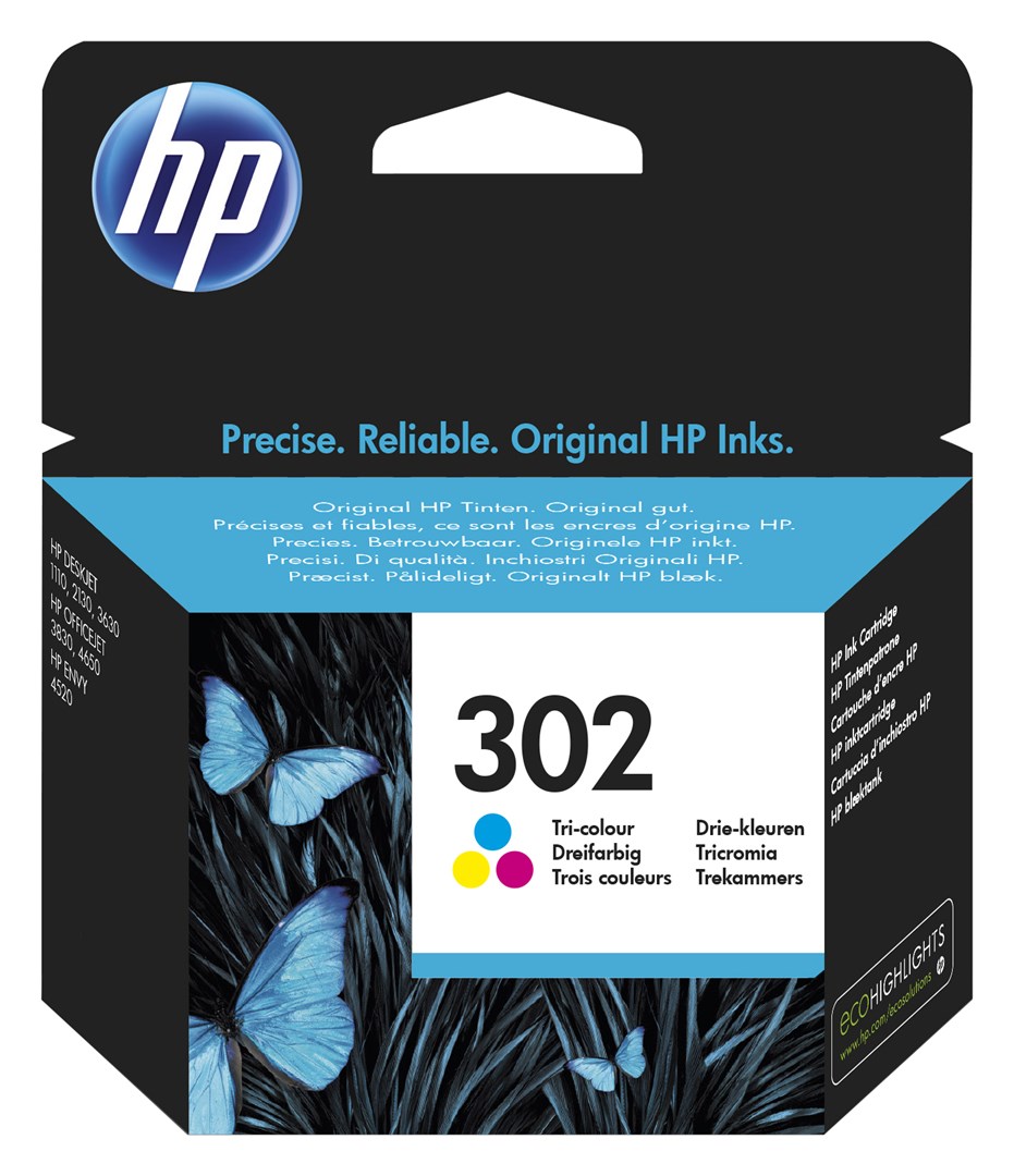 Ngjyrë për printer HP 302, 4 ml, e kaltër / vjollcë /  e verdhë