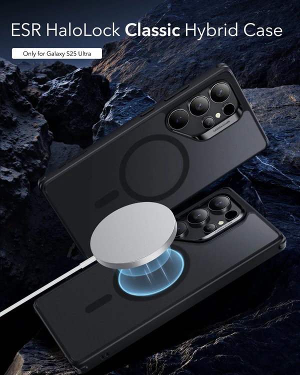 Mbrojtëse ESR Classic Hybrid HaloLock për Samsung S25 Ultra, e zezë