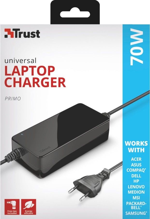 Adaptues energjie për laptop Trust Primo 70W, 20V, 3.6A, i zi