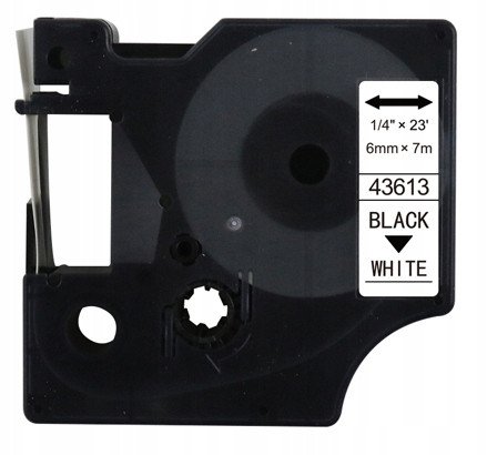 Rrip etiketues DYMO D1 43613, 6mm x 7m, tekst i zi në të bardhë