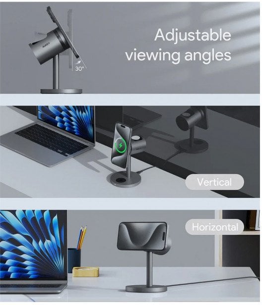 Karikues wireless Aukey LC-MC311A, 3 në 1, 15W Qi2 MagSafe, me ftohje