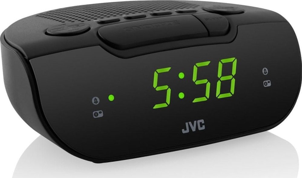 Radio alarm JVC RA-E111B, AM FM, projektim ore në mur, e zezë