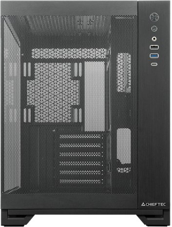 Kути за компјутер Chieftec Visio Air GM-30B-M-FL-OP, ATX Midi Tower, без вентилатор, со прозорец, црна