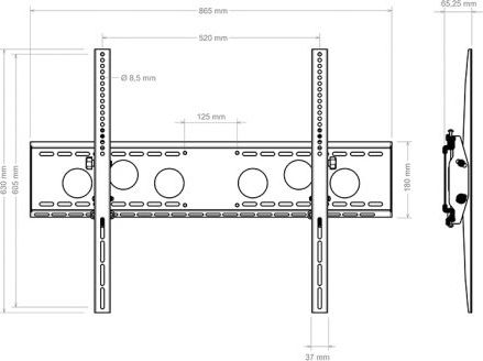 Mbajtëse muri për TV Hagor WH 85 T HD, 55"-110", deri 125 kg, e zezë