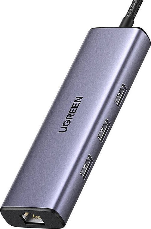 HUB USB UGREEN CM512, 3x USB A 3.0, HDMI 4K, RJ 45, USB C PD 100W, gri