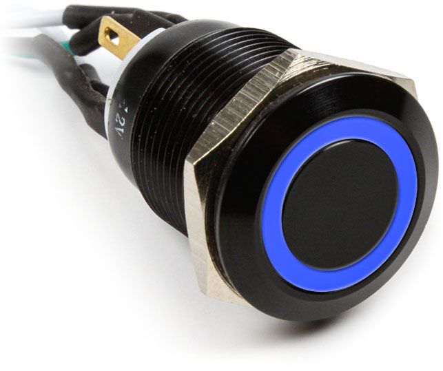 Buton i ndezjes për kompjuter Impactics, 19mm, IP65, LED i kaltër