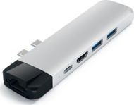 Satechi USB-C Pro Hub Adapter со Ethernet, 4K HDMI, 2x USB 3.0, microSD, до 87W PD, Silver