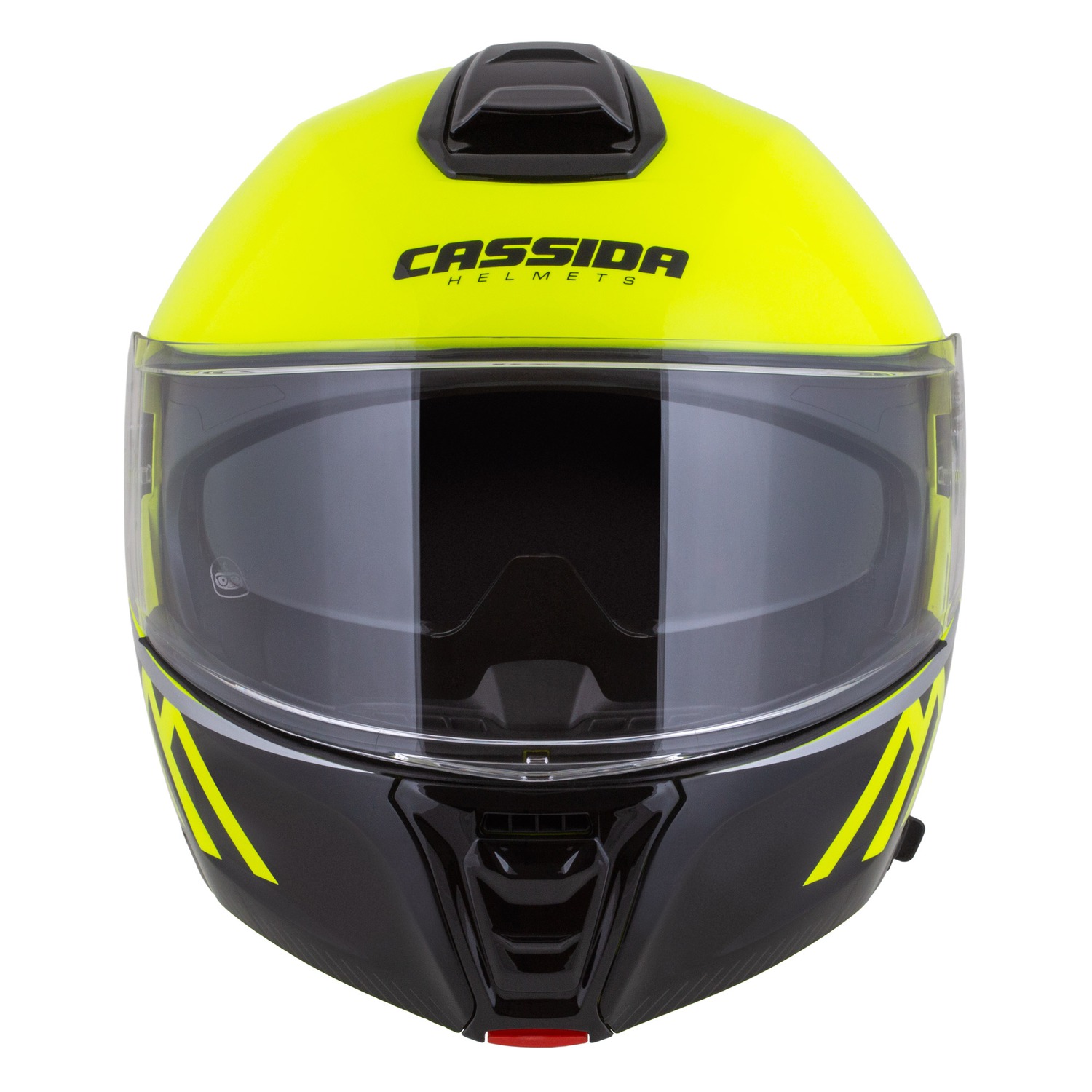Helmetë moto Cassida Modulo 2.1 Compass, flip up, Pinlock ready, e verdhë fluo e zezë