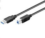 Kabllo MicroConnect USB-A në USB-B, 3m, e zezë