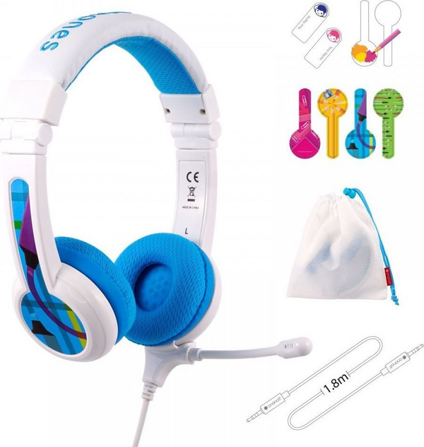 Kufje BuddyPhones School+, të kaltra/bardha