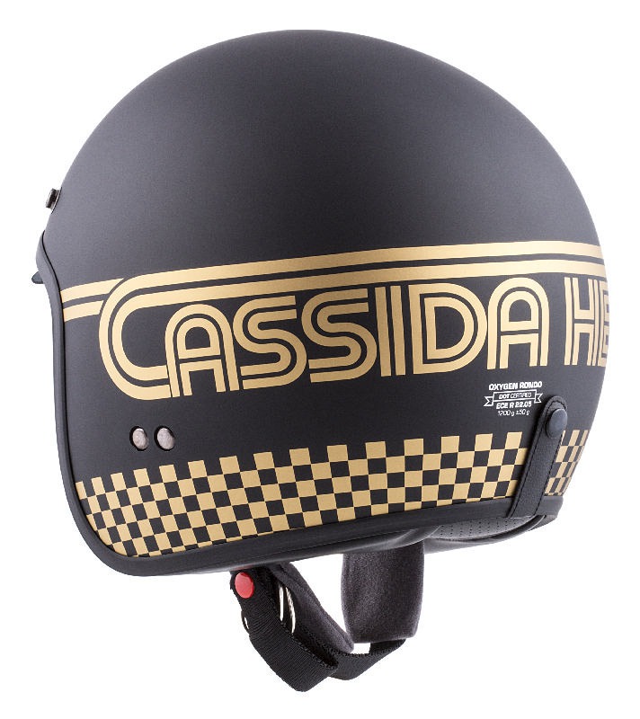 Мото кацига CASSIDA Oxygen Rondo, поликарбонат, сончев визир, црна мат со златна