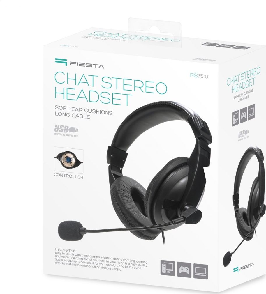 Kufje Fiesta FIS7510, USB 2.0, me mikrofon, të zeza