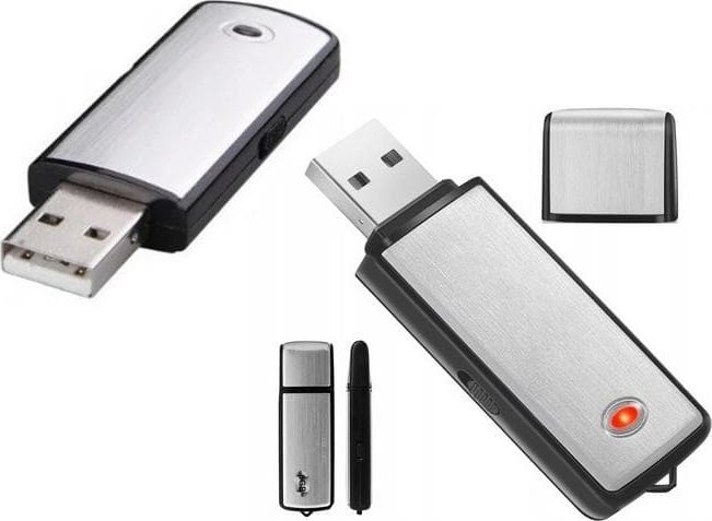 Мини регистратор на звук USB, пендрајв, вградена меморија, црн