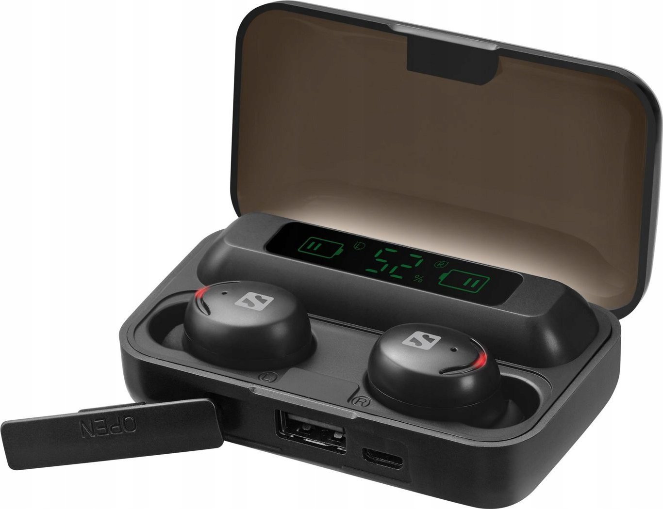 Kufje Sandberg Wireless Earbuds, True Wireless, me powerbank, të zeza