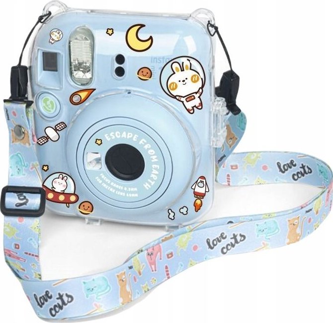 Këllëf për kamera LoveInstant për Fujifilm Instax Mini 12, me varëse, transparant Escape From Earth