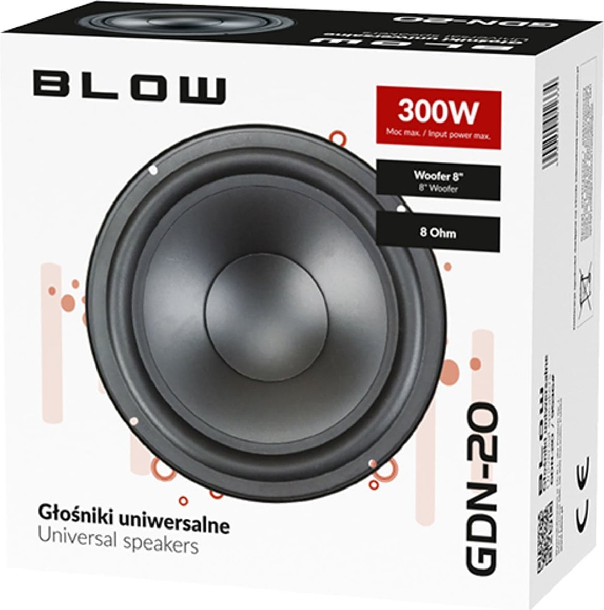 Вуфер BLOW GDN 20, 300W, 8\", црн бас