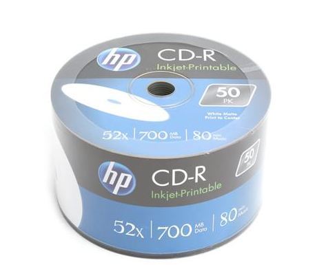 Set CD HP CD-R 700MB, 52X, e bardhë, e printueshme me ngjyrë, 50 copë (14223)