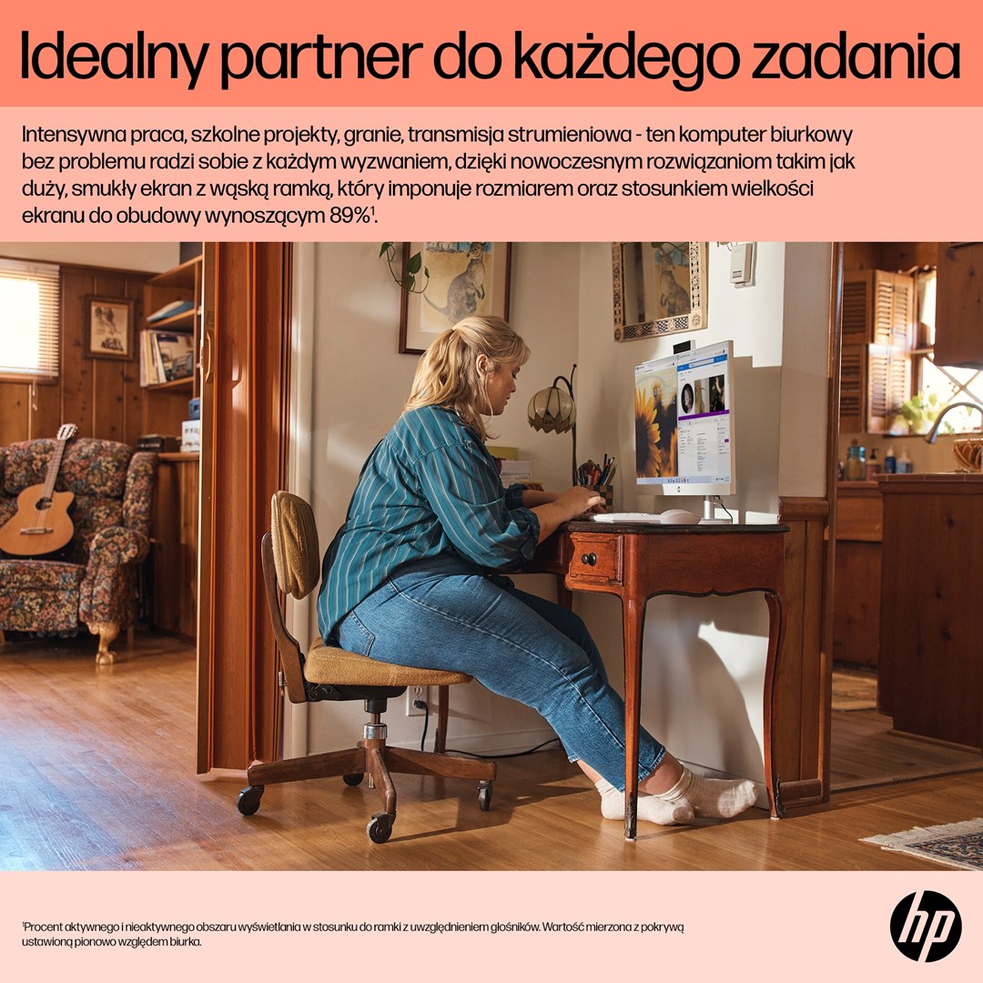 Kompjuter All-in-One HP 24-cr0005nw, Ryzen 5 7520U, 23.8", 8GB RAM, i bardhë