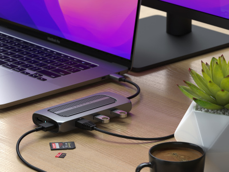 Përshtatës Satechi Aluminium USB-C Multiport MX, i hirtë