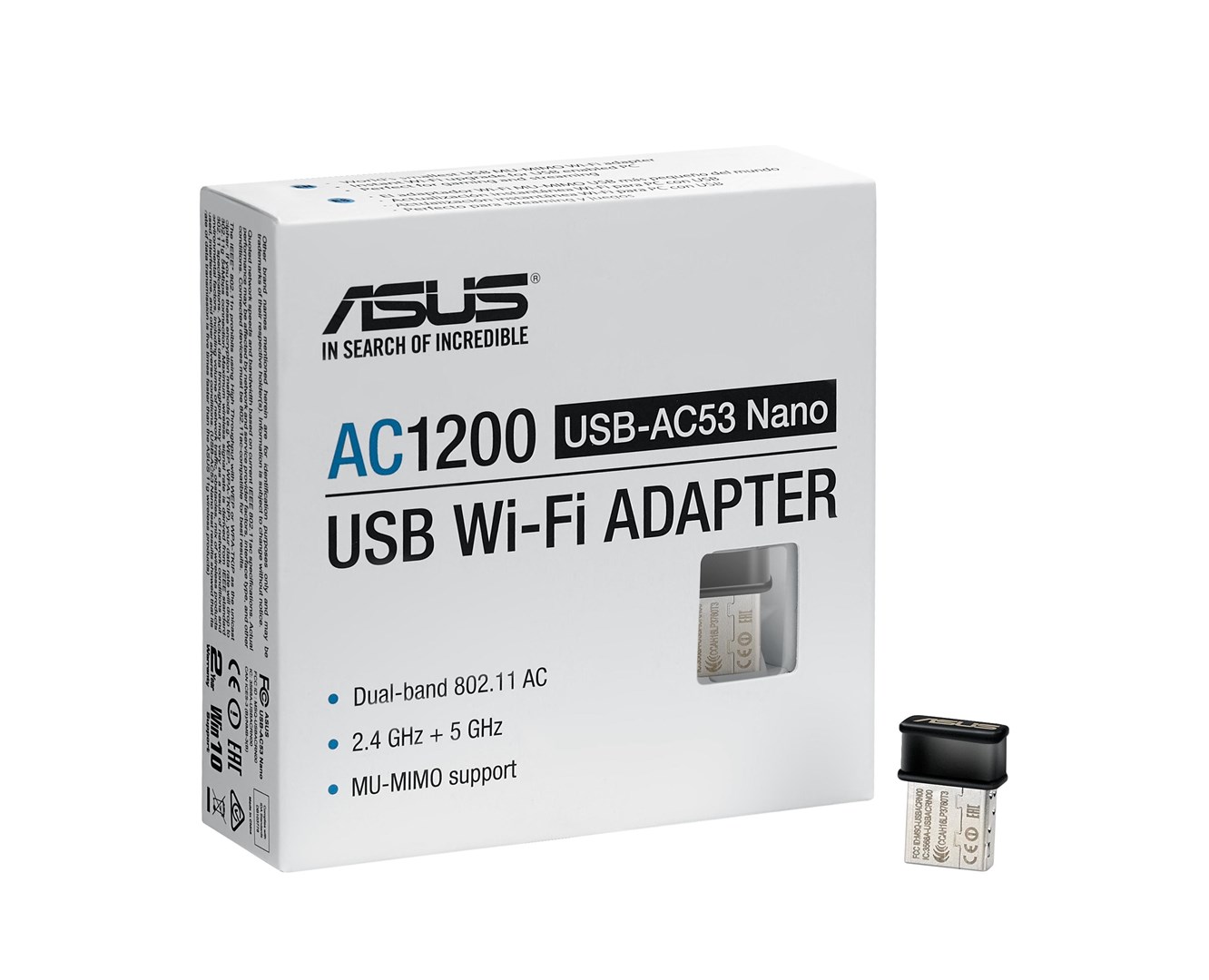 Përshtatës Wi-Fi Asus USB-AC53 Nano, 1200 Mbit/s, 2.4/5 GHz, i zi