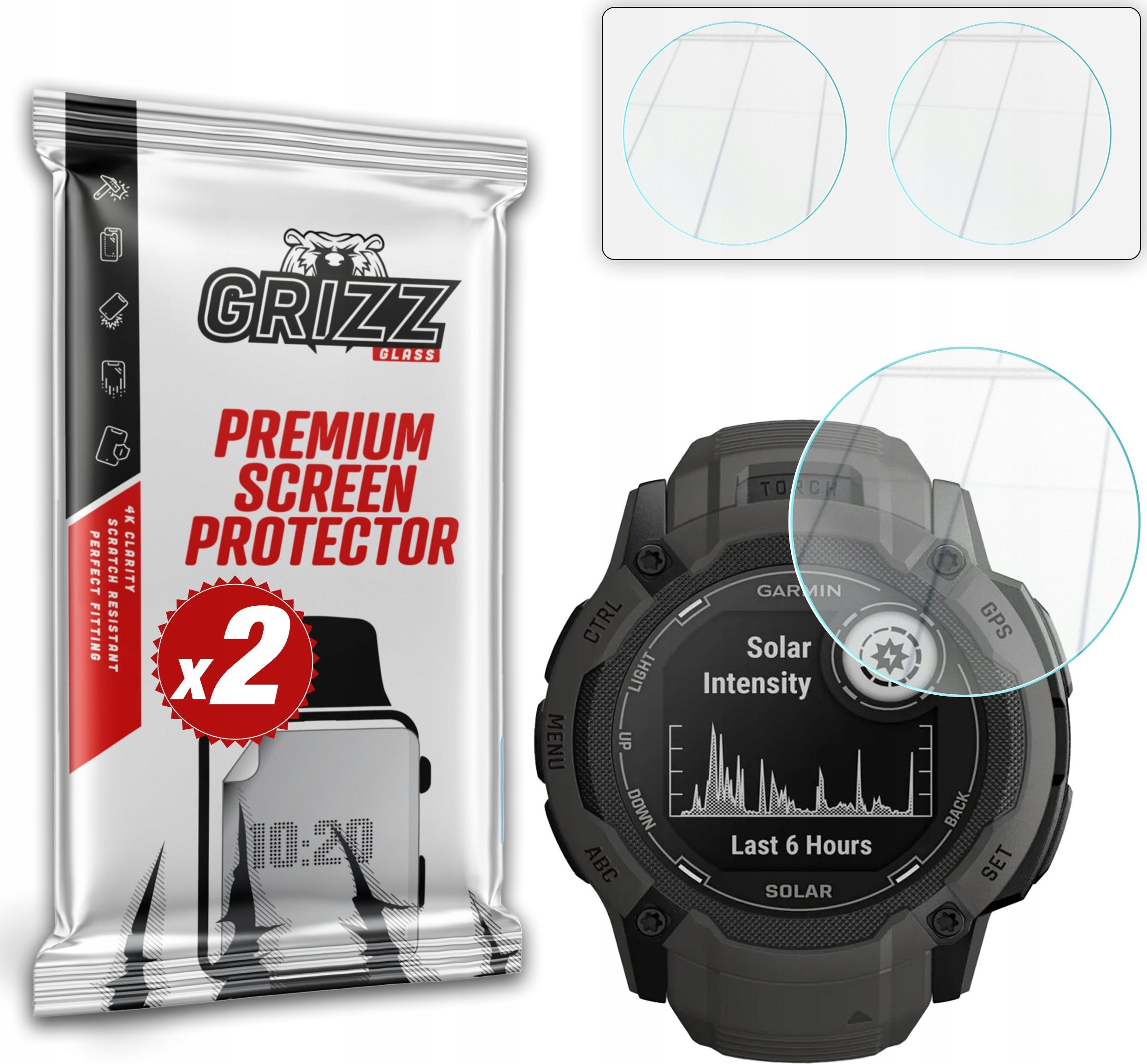 Xham mbrojtës hibrid 2 copë për Garmin Instinct 2X 50mm, 9H, transparent