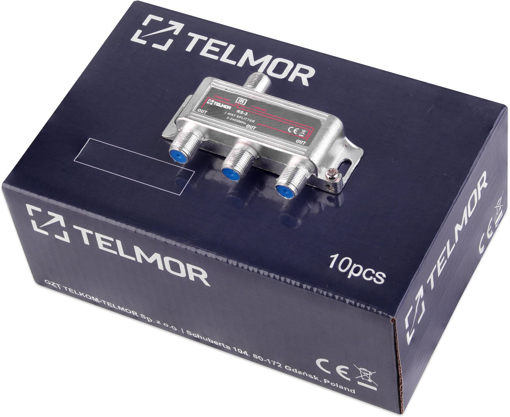 Делител за телевизор Telmor RS-3, 3 излези, 2.4 GHz, сиво металик