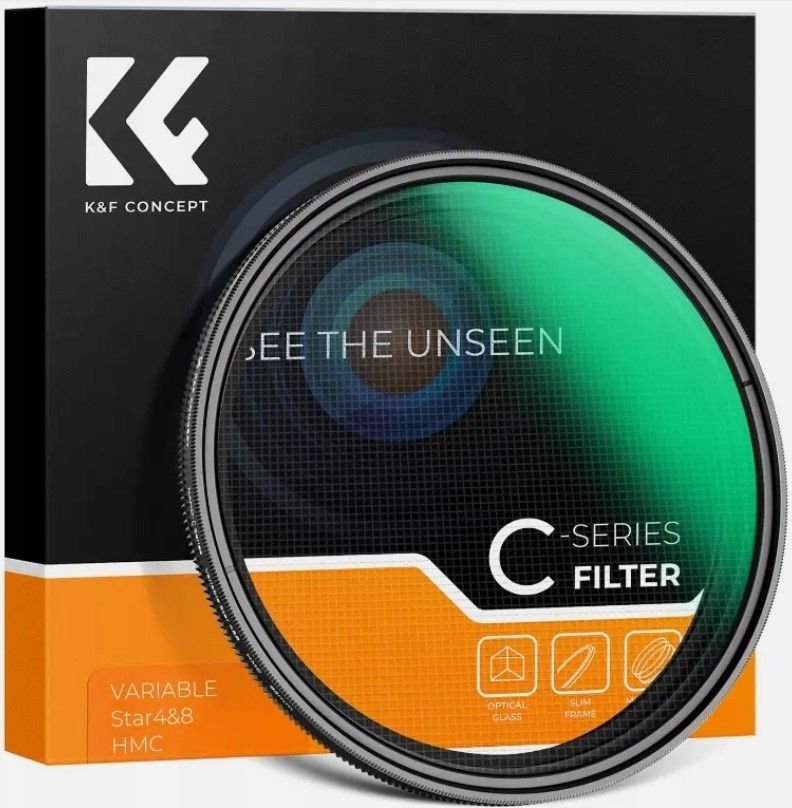 Filtër fotografik K&amp;F Concept Variable Star 4–8 52mm, xham optik 18 shtresa, i gjelbër