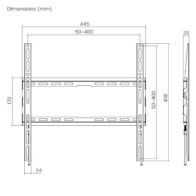 Mbajtese tv Brateck KL32-44F, statike 32"-70" 45 kg