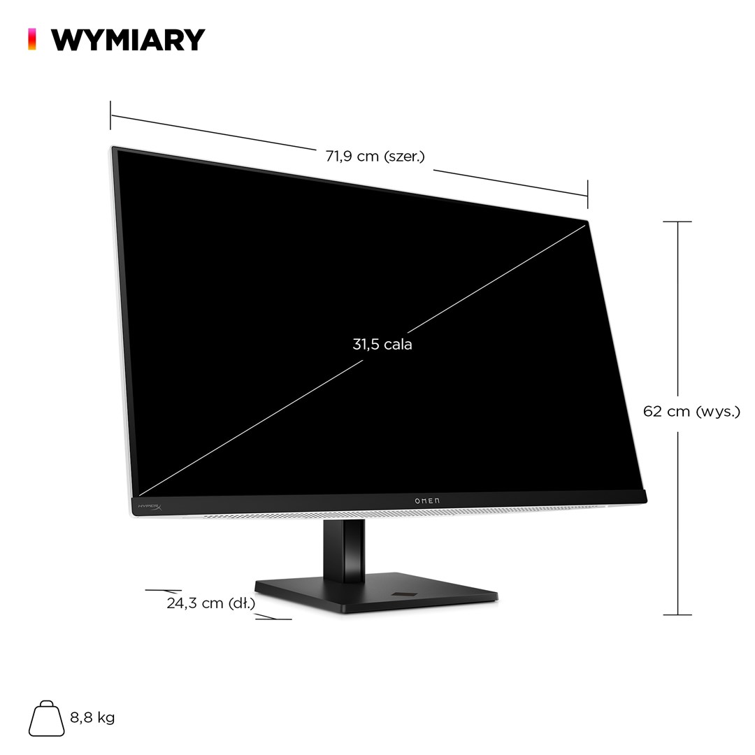 Monitor HP OMEN Transcend, 31.5" UHD OLED 240Hz, i bardhë/zi