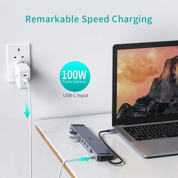Hub multifunksional Choetech HUB-M20, USB-C, 3x USB-A 3.0, HDMI 4K, VGA, PD 100W, RJ45, jack, lexues i kartës