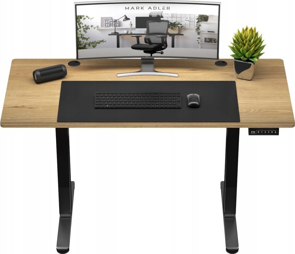 Tavolinë zyre Mark Adler Leader 7.0, rregullim elektrik lartësie, kapacitet 80 kg, ngjyrë druri