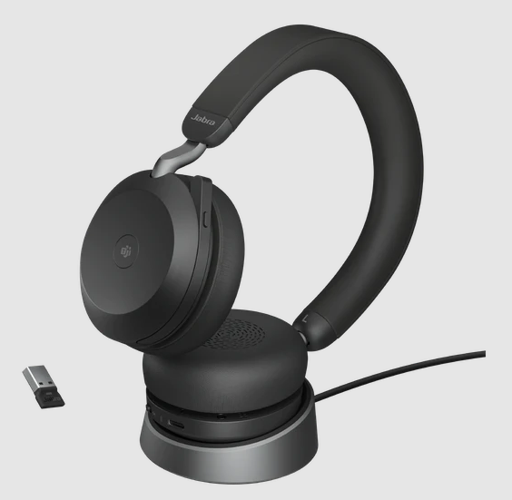 Kufje Jabra Evolve2 75 MS Stereo, USB C, me qëndro tavoline, të zeza