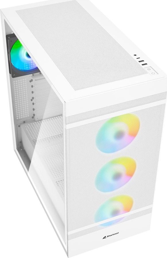 Куќиште за компјутер Sharkoon Rebel C50 ARGB, бело, Midi Tower