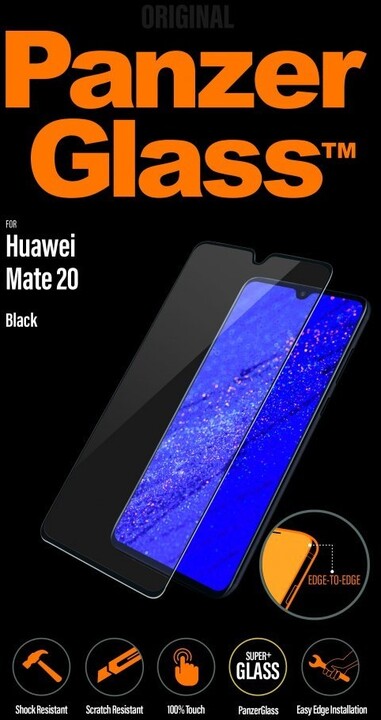 Xham mbrojtës PanzerGlass Edge-to-Edge për Huawei Mate 20, me kornizë të zezë