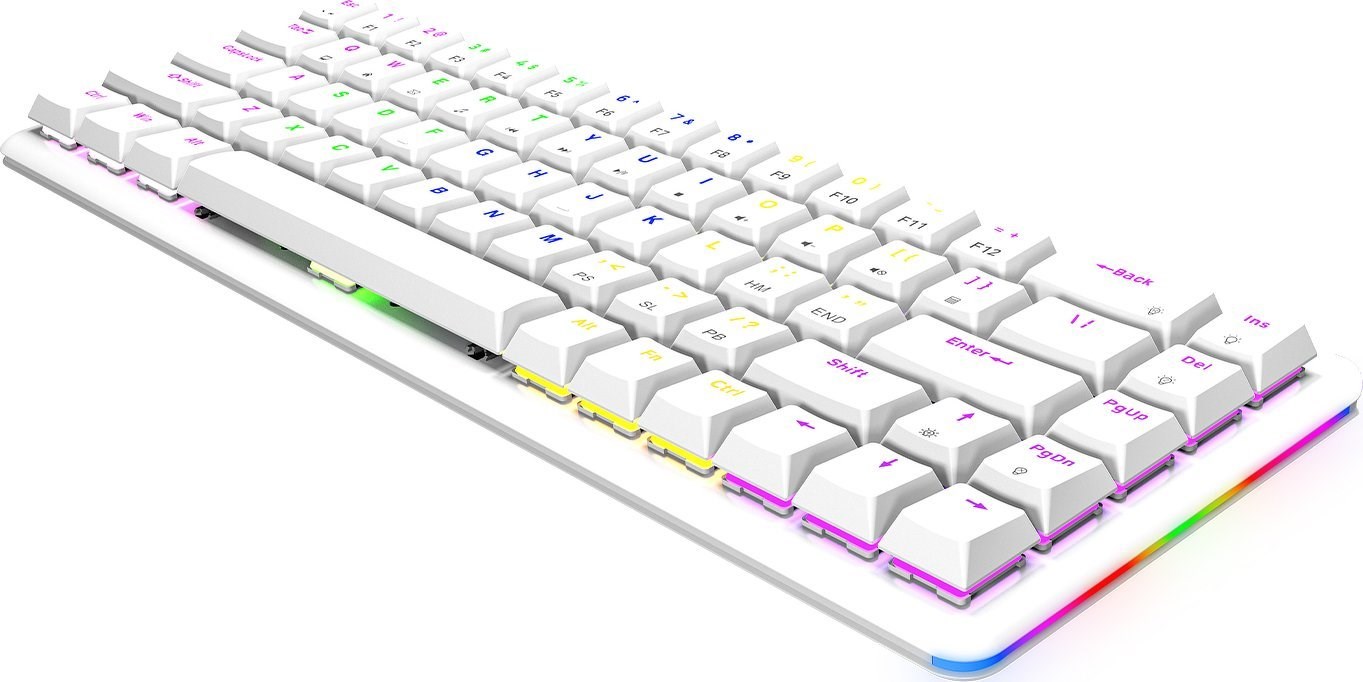 Tastierë Rampage REBEL, Red Switch, 68 çelësa, USB-C, e bardhë