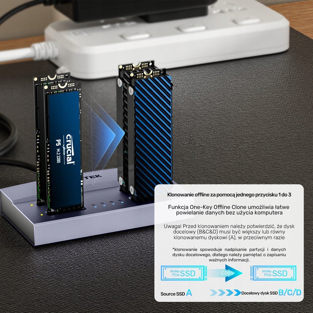 Dok stacion Unitek USB4 4 Bay M.2 SSD, NVMe SATA, 40Gbps, i zi