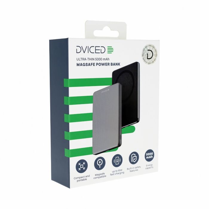 Dviced Ultrathin MagSafe Power Bank 5000mAh, Black/Grey