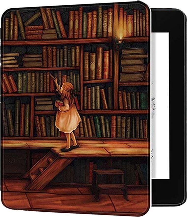 Mbulesë Smart Graphic Case për Kindle Oasis 2019, Library Girl, plastike, shumëngjyrëshe