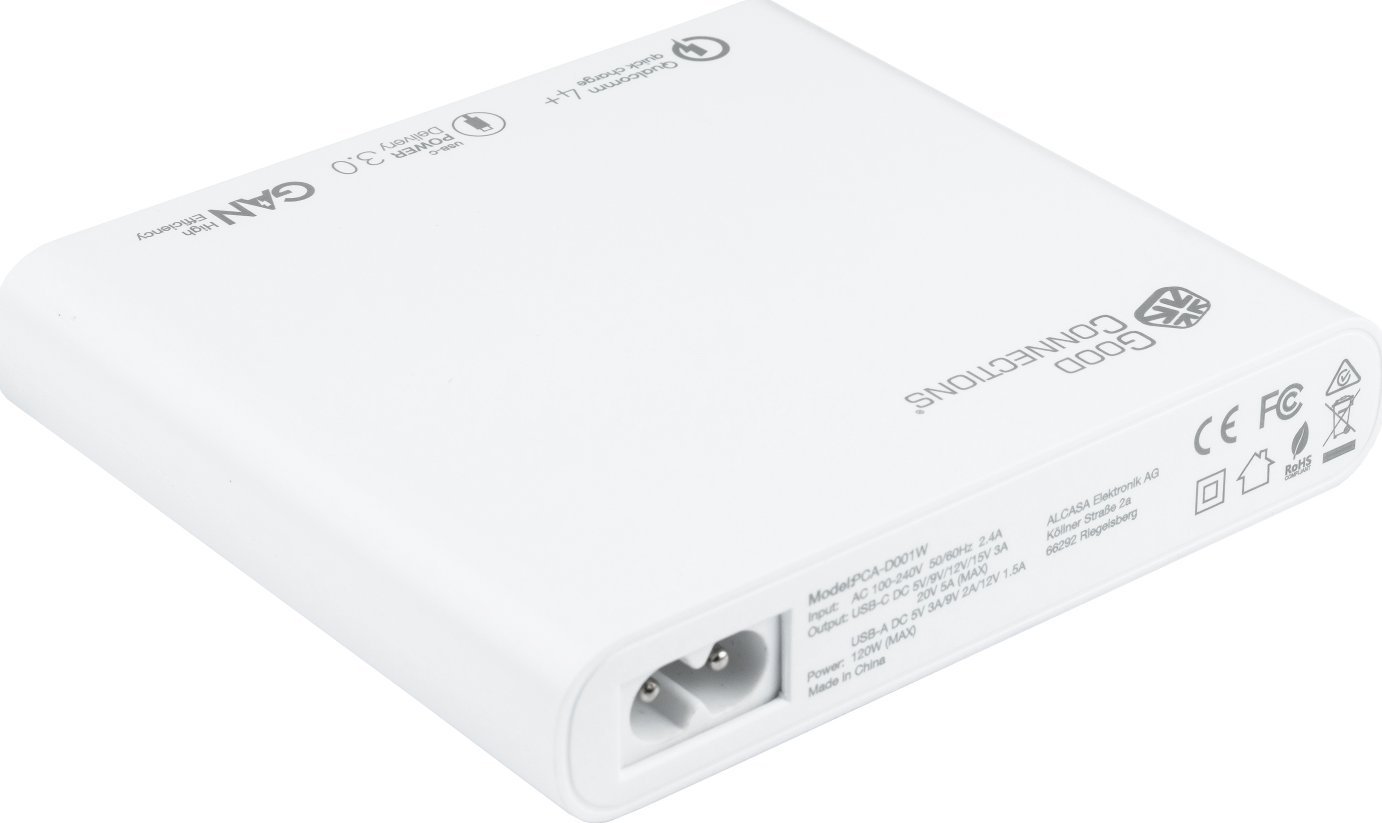 Karikues tavoline Good Connections USB Desktop 120W, 4 porta 2xUSB C 2xUSB A, QC4.0, i bardhë